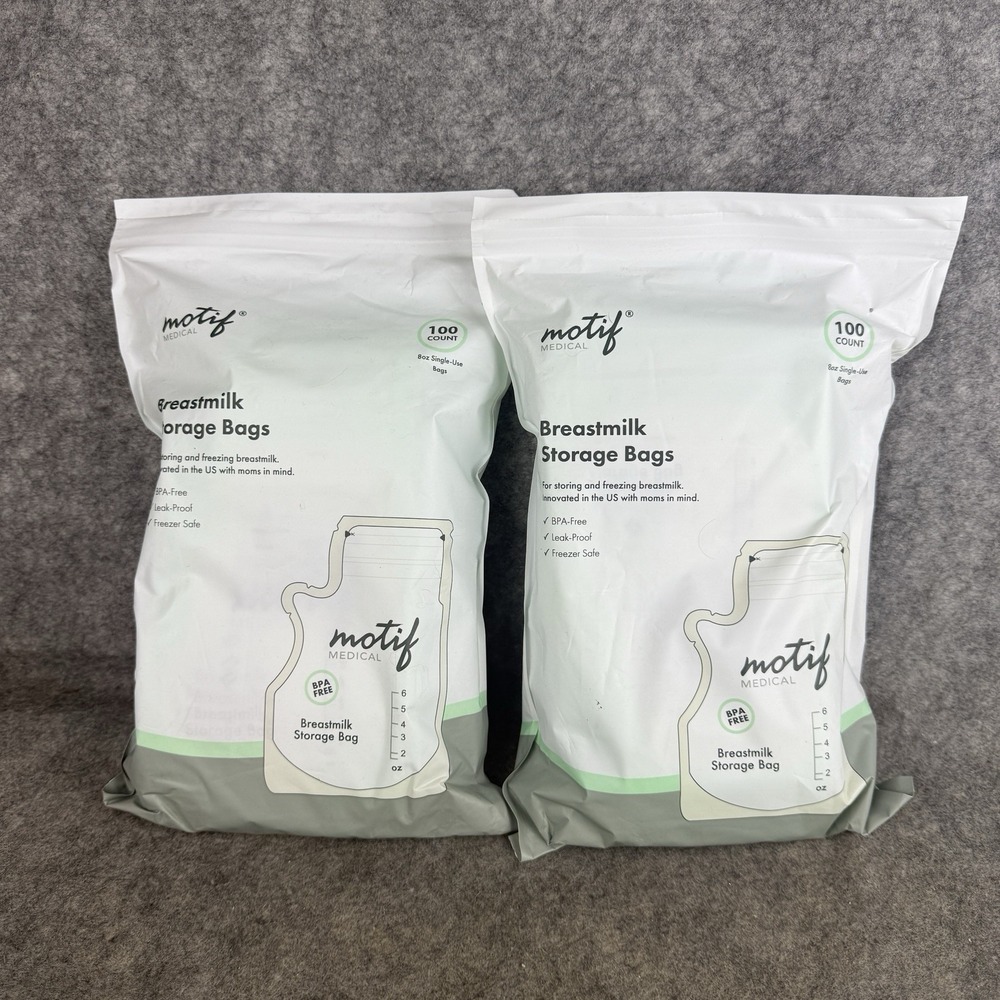 2 Packs Motif Breast‎ Milk Storage Bags 8oz- 100 count per pack BPA free